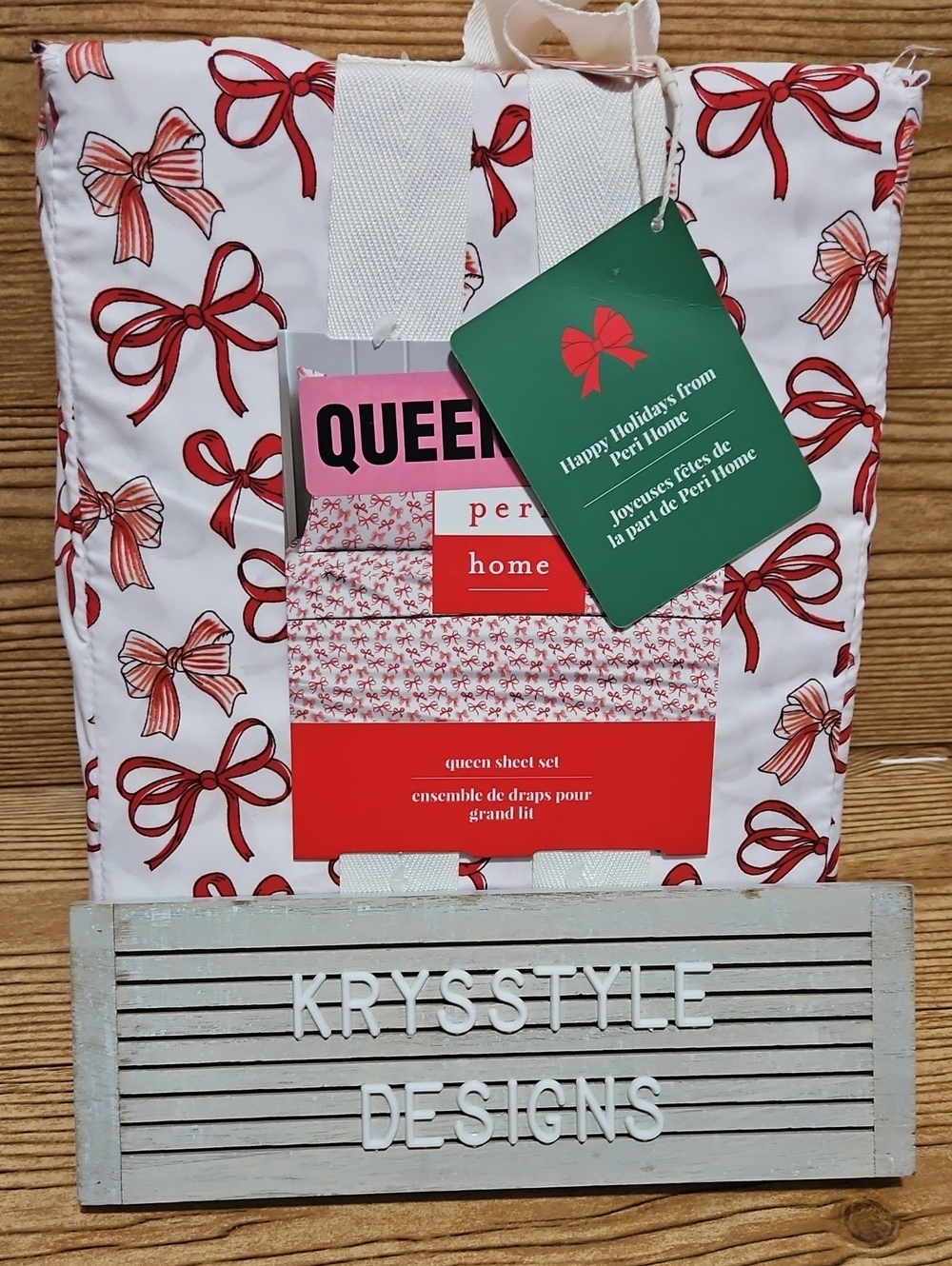 Bow Sheets Queen Size Peri Home Viral Red Bows Christmas Sheet Set New